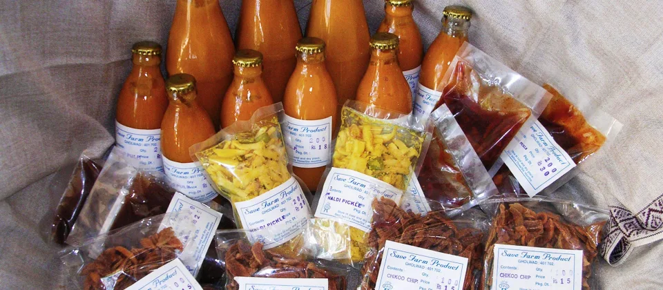 Farm-fresh produce and processed goods available for purchase